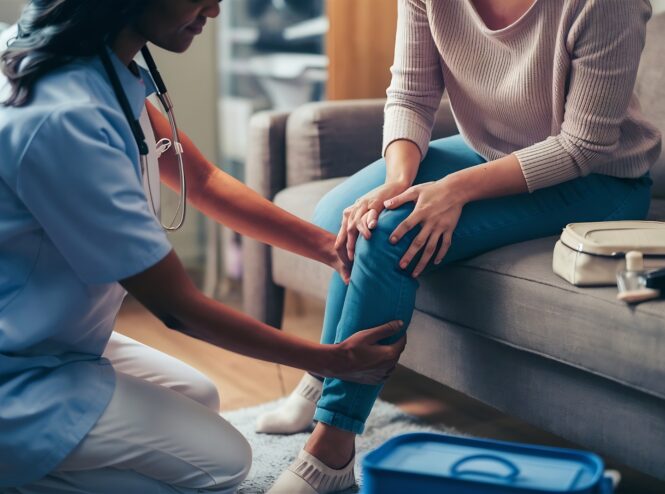 Doctor providing diabetic foot ulcer treatment to patient in Fayetteville GA