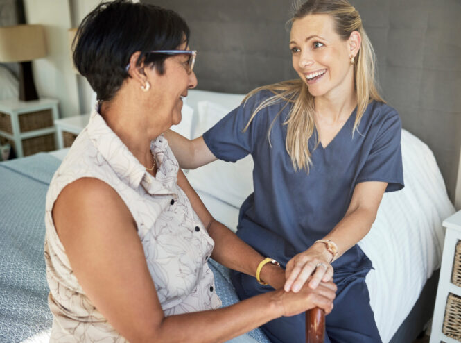 Nurse providing wound care treatment to senior patient covered by Medicare Part B