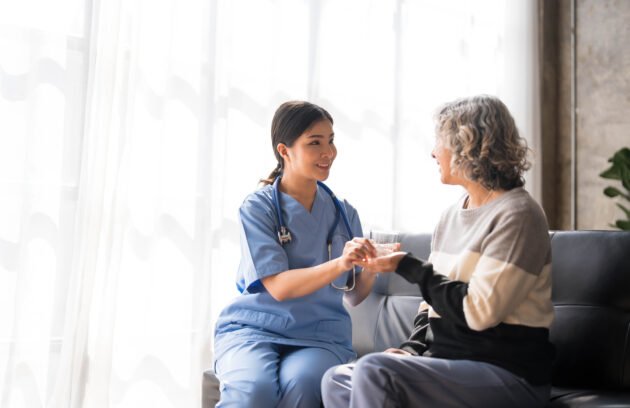 Mobile Wound Care Services Near Me helping a senior patient at home