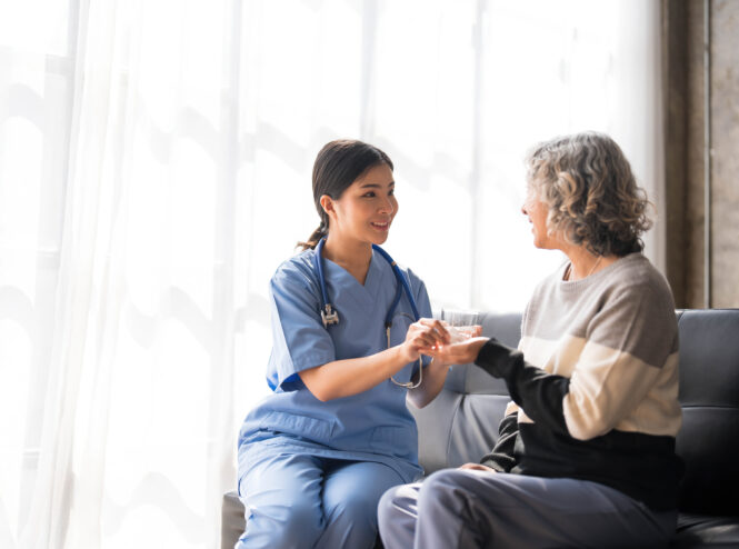 Mobile Wound Care Services Near Me helping a senior patient at home